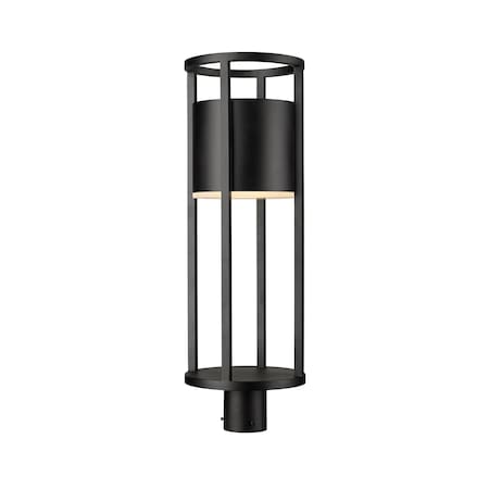 Z-Lite Luca Outdoor Post Mount Fixture, 1-Light, 9.25 In.W x 27.75 In.H, Black/Etched 517PHB-BK-LED